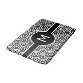 Modern wit Monogram op zwart-wit geometrisch Badmat (Gekanteld)