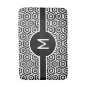 Modern wit Monogram op zwart-wit geometrisch Badmat (Voorkant Verticaal)