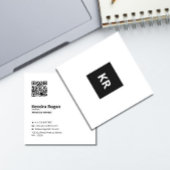 Modern Wit Monogram QR-code minimaal Vierkante Visitekaartje