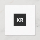 Modern Wit Monogram QR-code minimaal Vierkante Visitekaartje (Voorkant)