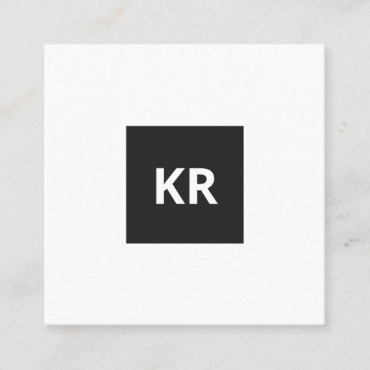 Modern Wit Monogram QR-code minimaal Vierkante Visitekaartje (Voorkant)