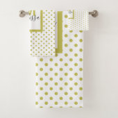 Modern wit monogram rond de gouden cirkel bad handdoek (Insitu)