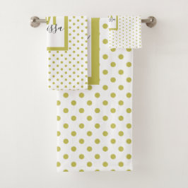 Modern wit monogram rond de gouden cirkel bad handdoek