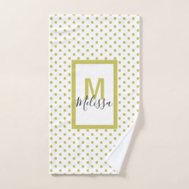 Modern wit monogram rond de gouden cirkel bad handdoek