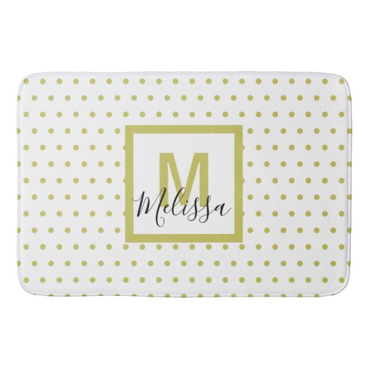 Modern wit monogram rond de gouden cirkel badmat (Voorkant)