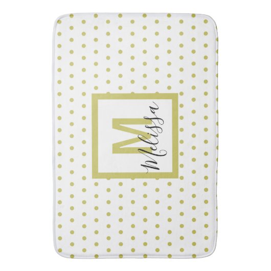 Modern wit monogram rond de gouden cirkel badmat (Voorkant Verticaal)