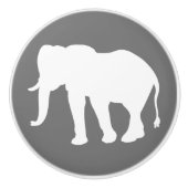 Modern wit olifant silhouet & grijs keramische knop (Voorkant)