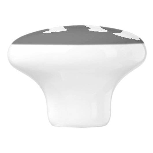 Modern wit olifant silhouet & grijs keramische knop (Zijkant)