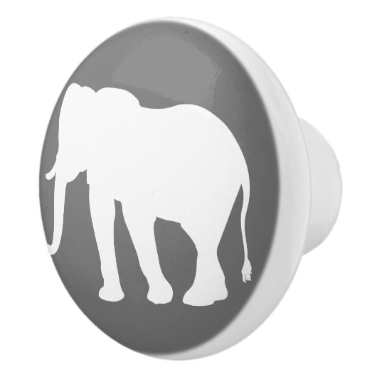 Modern wit olifant silhouet & grijs keramische knop (Rechts)