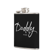 Modern Wit op Zwart Daddy Script Custom jaar vader Heupfles (Links)