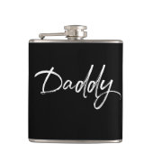 Modern wit op zwart papa Script Heupfles (Voorkant)