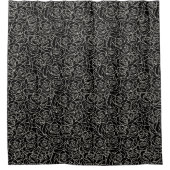 Modern wit op zwart Rozen patroon Douchegordijn (Voorkant)