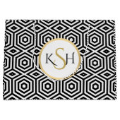 Modern wit op zwart veelhoekpatroon groot cadeauzakje (Voorkant)