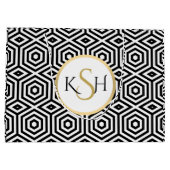 Modern wit op zwart veelhoekpatroon groot cadeauzakje (Achterkant)