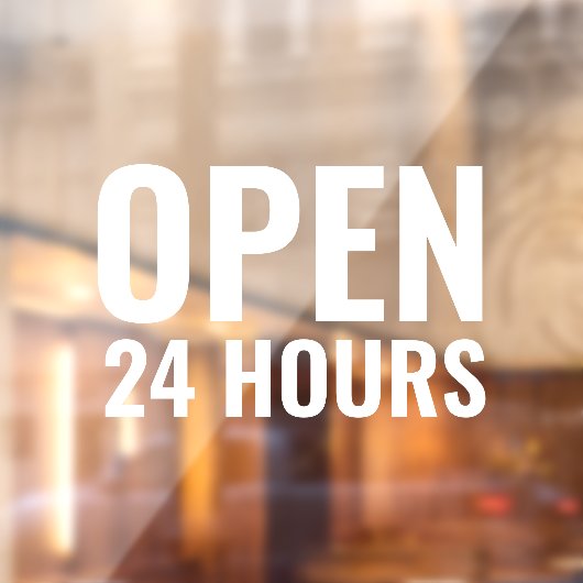 Modern Wit Open 24 Uur Raamsticker (Vel 2)