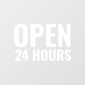 Modern Wit Open 24 Uur Raamsticker (Vel)