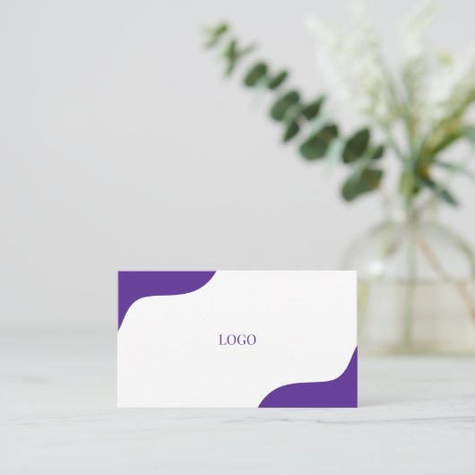 modern wit paars visitekaartje (Staand voorkant)