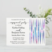 Modern wit Paarse, roze, blauw verlovingsfeest Kaart (Staand voorkant)