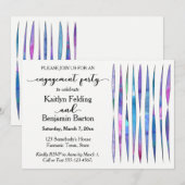 Modern wit Paarse, roze, blauw verlovingsfeest Kaart (Voorkant / Achterkant)