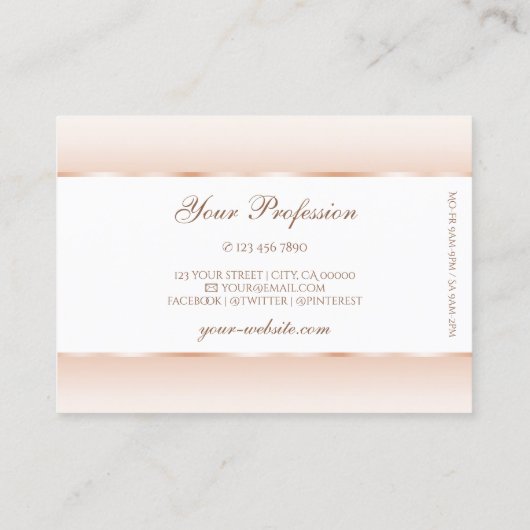 Modern wit pastelroze Ombre ovaal Lijst Elegant Visitekaartje (Achterkant)