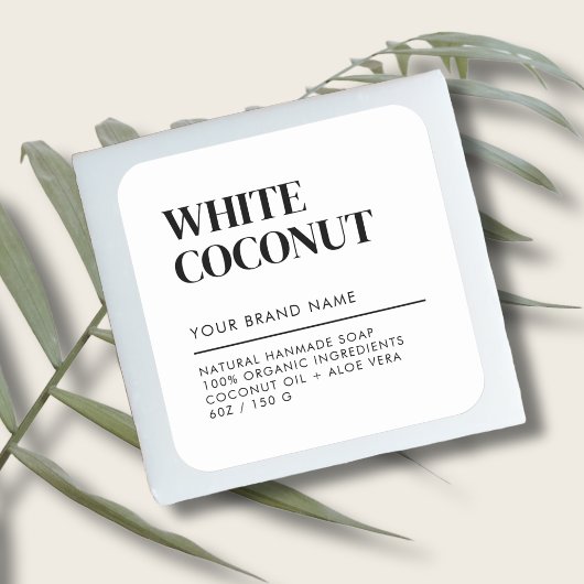 Modern wit product verpakking zeep label