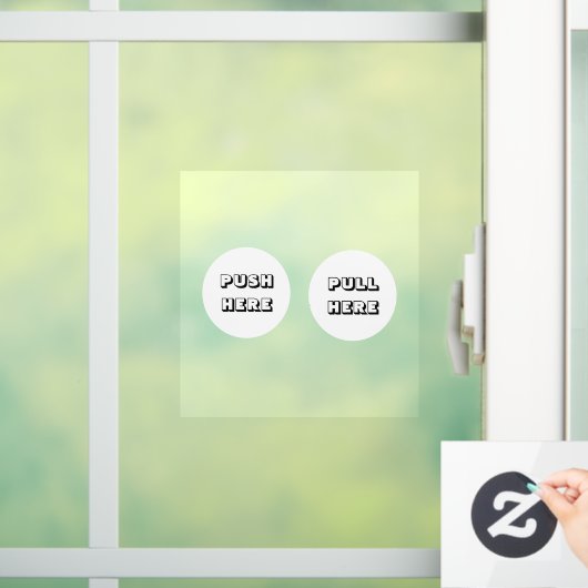 Modern wit Push Pull deur bord Raamsticker (Huis)
