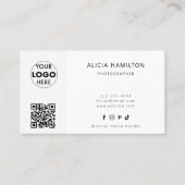 Modern | Wit | QR-code & Logo | Minimalistisch Visitekaartje (Voorkant)