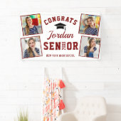 Modern Wit Rood Afstuderen Klasse van 2024 4 FOTO Spandoek (Insitu)