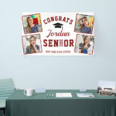 Modern Wit Rood Afstuderen Klasse van 2024 4 FOTO Spandoek (Beurs)