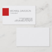 Modern wit rood elegant stijlvol visitekaartje (Voorkant / Achterkant)