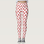 Modern Wit & Rood Gingerbread Man Patroon Leggings (Voorkant)