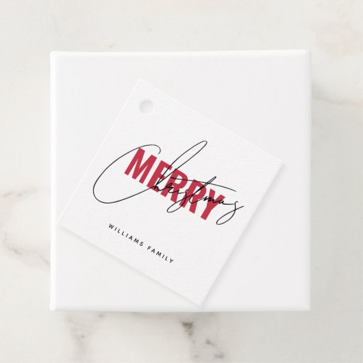 Modern wit rood kerstscript bedankjes labels (In situ)