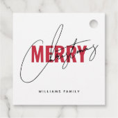 Modern wit rood kerstscript bedankjes labels (Achterkant)