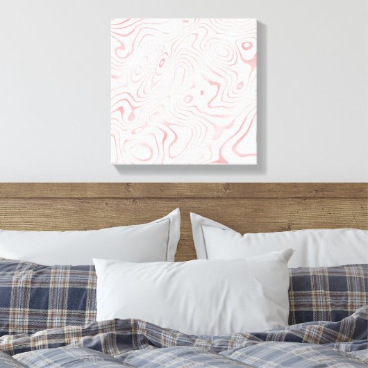 Modern Wit Rose Goud Marmer Abstract Canvas Afdruk (Insitu (Slaapkamer))