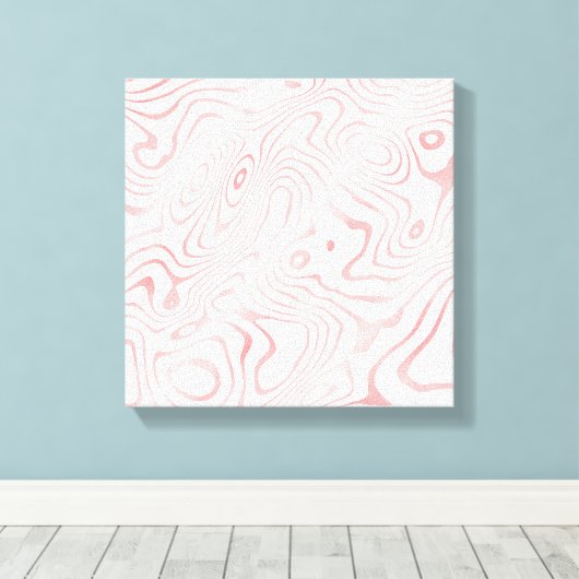Modern Wit Rose Goud Marmer Abstract Canvas Afdruk (Insitu (Houten vloer))