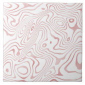 Modern Wit Rose Goud Marmer Abstract Tegeltje (Voorkant)