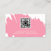 Modern Wit Roze Aangepast Monogram QR Code Minimaa Contactkaartje (Achterkant)