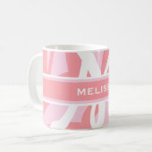 Modern wit roze kleurenmonogram personaliseer meis koffiemok (Voorkant links)