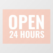 Modern Wit & Roze Open 24 Uur Venster Cling Raamsticker (Vel)