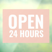 Modern Wit & Roze Open 24 Uur Venster Cling Raamsticker (Vel 3)
