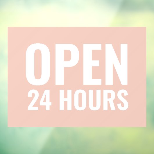 Modern Wit & Roze Open 24 Uur Venster Cling Raamsticker (Vel 3)