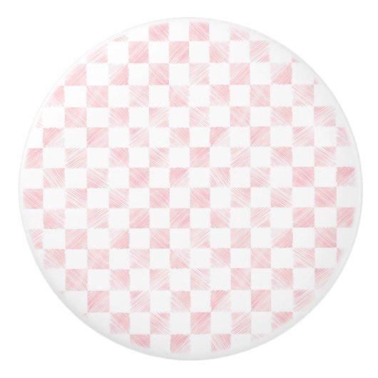 Modern wit roze vierkanten dambord keramische knop (Voorkant)