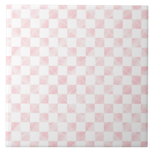 Modern wit roze vierkanten dambord tegeltje (Voorkant)