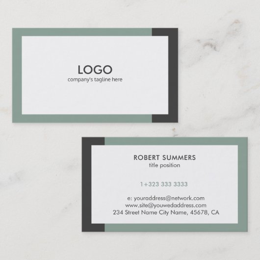 Modern wit salie groen en grijs visitekaartje (Voorkant / Achterkant)
