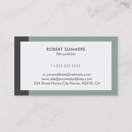 Modern wit salie groen en grijs visitekaartje (Achterkant)