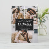 Modern wit save the date 3 foto's grid collage (Staand voorkant)