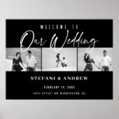 Modern Wit Schrift Foto Elegante Trouwposter Poster (Voorkant)