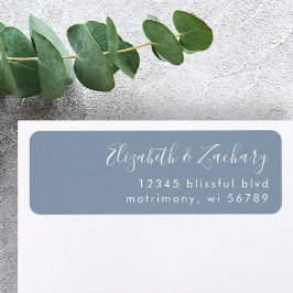 Modern Wit Schrifttype Stof Blauw Retouradres Etiket