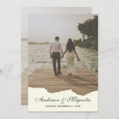 Modern wit script Elegante foto bruiloft Kaart (Voorkant / Achterkant)