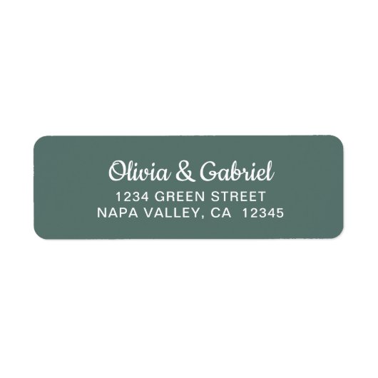 Modern wit script. Green Wedding Return-adres Etiket (Voorkant)